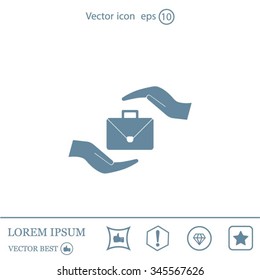 business bag and hand web icon, vector design