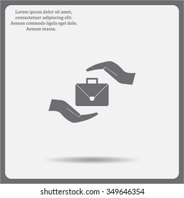 business bag and hand web icon. vector design