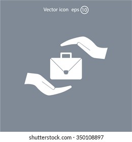 business bag and hand web icon. vector design
