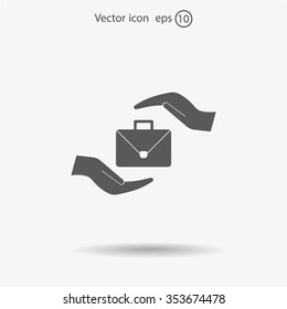 business bag and hand web icon. vector design