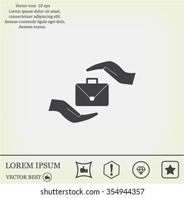 business bag and hand web icon. vector design