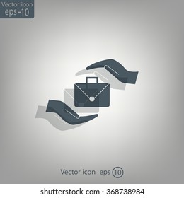 business bag and hand web icon. vector design