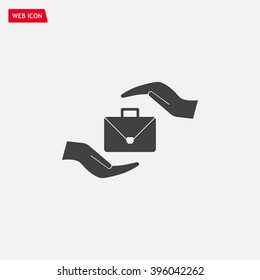 business bag and hand web icon. vector design