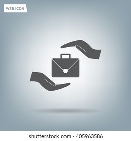 business bag and hand web icon. vector design