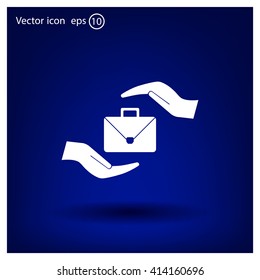 business bag and hand web icon. vector design