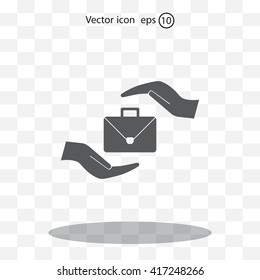 business bag and hand web icon. vector design