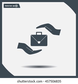 business bag and hand web icon. vector design