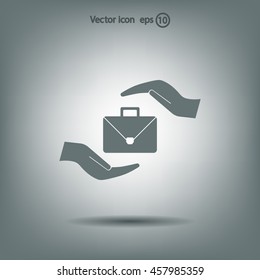 business bag and hand web icon. vector design