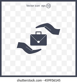 business bag and hand web icon. vector design