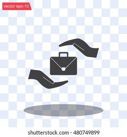 business bag and hand web icon. vector design