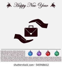 business bag and hand web icon. vector design
