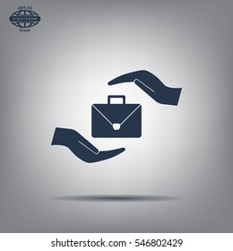 business bag and hand web icon. vector design