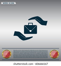 business bag and hand web icon. vector design