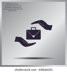 business bag and hand web icon. vector design