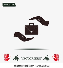 business bag and hand web icon. vector design