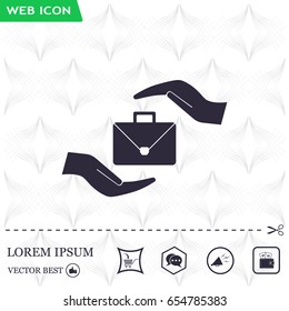 business bag and hand web icon. vector design