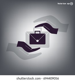 business bag and hand web icon. vector design