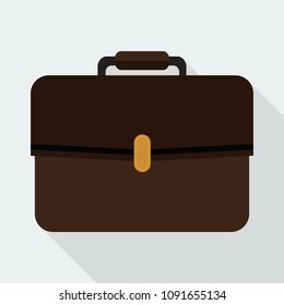 business bag icon in flat style with long shadow, isolated vector illustration on white transparent background
