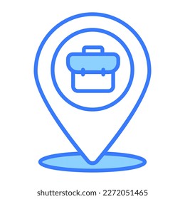 Business bag with map pin denoting vector of business location