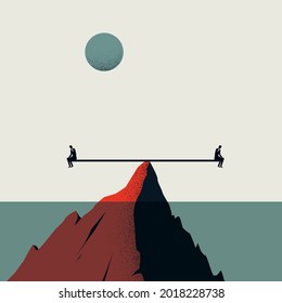 Business balance, difference vector concept. Symbol of contrast, different opinion, direction. Minimal eps10 illustration.