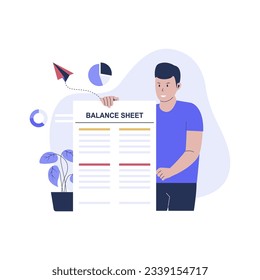 Business balance sheet concept illustration. Flat vector illustration isolated on white background