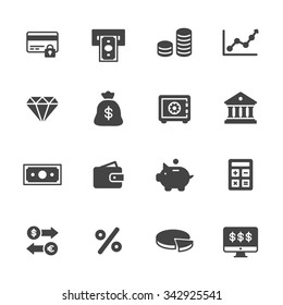 Business, bank, money and finance icons