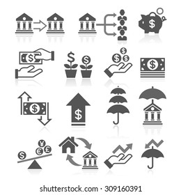 Business banking concept icons set. Vector illustrations.