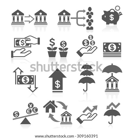 Business banking concept icons set. Vector illustrations.