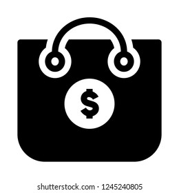 Business, Banking and Finance icon, basket icon with dollar sign  in solid/glyph style