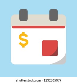 Business, Banking and Finance icon, due date payment, calendar flat vector illustration