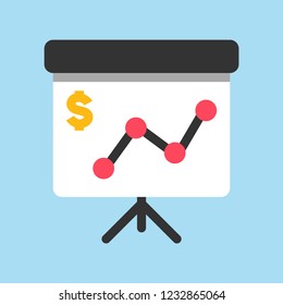 Business, Banking and Finance icon, presentation board with rate exchange graph analytic icon