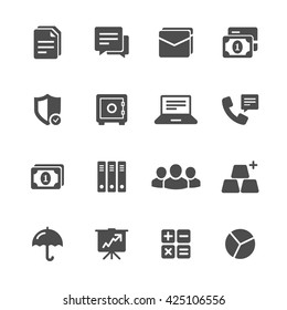 Business and Banking flat gray icons