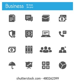 Business and Banking flat gray icons