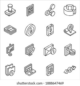
Business and Banking Glyph Isometric Icons Pack 