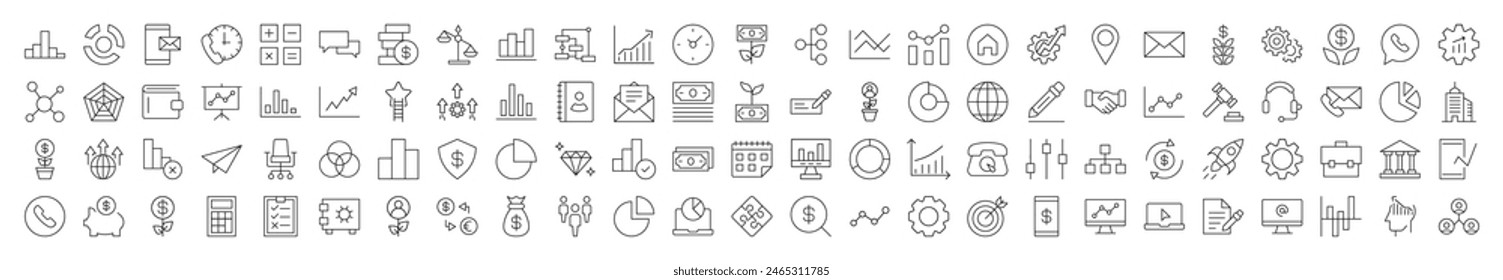 Business and Banking Modern Thin Icons. Perfect for design, infographics, web sites, apps