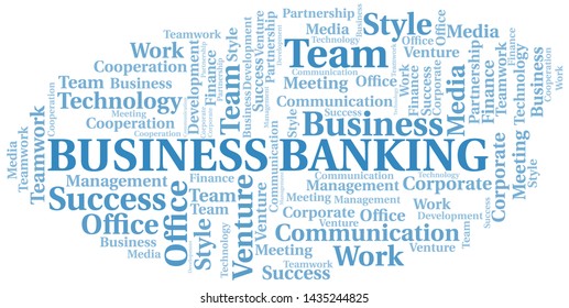 Business Banking word cloud. Collage made with text only.