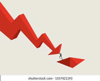 Business bankruptcy and default vector concept with businessman falling into hole. Recession, crisis symbol. Economic depression sign. Eps10 illustration.