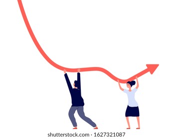 Business bankruptcy. Economy crisis and recession. Bad graphic, businessman failure or economic way. Negative investment vector concept