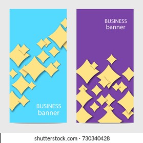 Business banner abstract geometry set colorful background. Vertical website template layout. Vector illustration