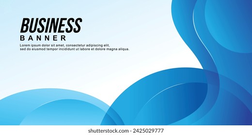 Business banner blue gradient color vector with wavy design concept