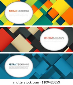 Business banner with colorful squares. Business design template. Horizontal banners. Vector illustration