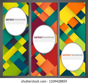 Business banner with colorful squares. Business design template. Vertical banners. Vector illustration