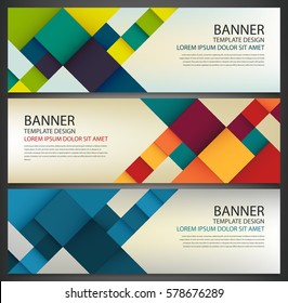 Business banner with colorful squares. Business design template. Horizontal banners. Vector illustration