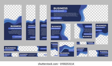 Business banner design web template Set, Horizontal header web banner. Modern blue cover header background for website design, Social Media Cover ads banner, flyer, invitation card