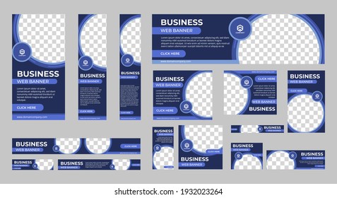 Business banner design web template Set, Horizontal header web banner. Modern blue cover header background for website design, Social Media Cover ads banner, flyer, invitation card