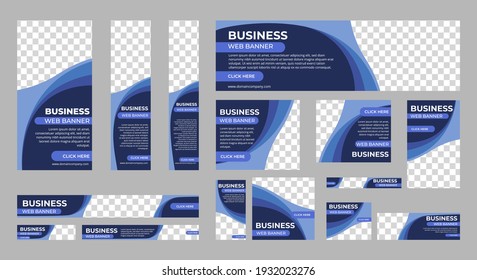 Business banner design web template Set, Horizontal header web banner. Modern blue cover header background for website design, Social Media Cover ads banner, flyer, invitation card