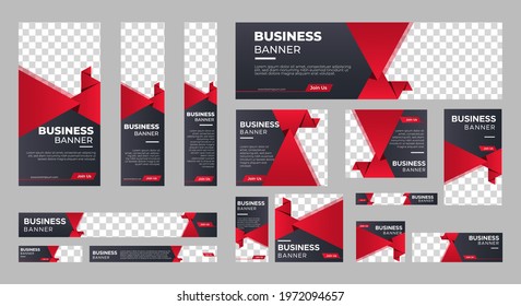 Business banner design web template Set, Horizontal header web banner. Modern Gradient Red cover header background for website design, Social Media Cover ads banner, flyer, invitation card