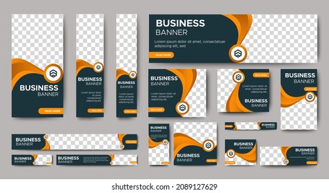 Business banner design web template Set, Horizontal header web banner. Modern Gradient black cover header background for website design, Social Media Cover ads banner, flyer, invitation card