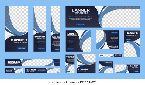 Business banner design web template Set, Horizontal header web banner. Black and blue. cover header background for website design, Social Media Cover ads banner, flyer, invitation card