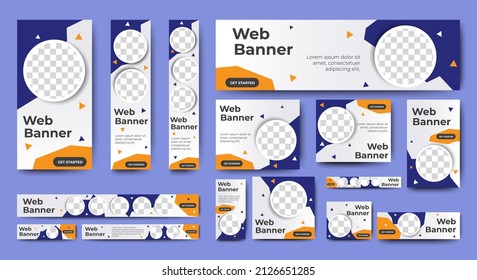 Business Banner Design Web Template Set, Horizontal Header Web Banner. Blue And White. Cover Header Background For Website Design, Social Media Cover Ads Banner, Flyer, Invitation Card
